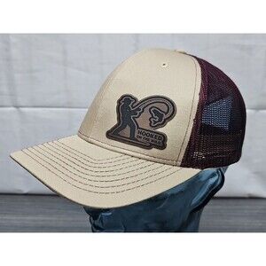 HOOKED ON THE WILD Fishing Leatherette Patch Trucker Hat Adjustable 22" - 24"